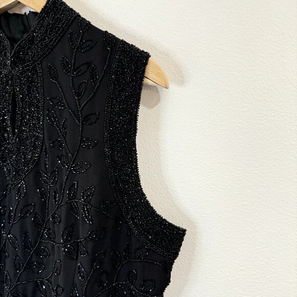 Vintage Y2K 90s Fashion Bug Shirt L Beaded Cheongsam Black Whimsygoth Asian - Picture 4 of 10